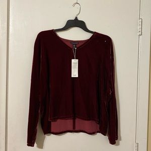 Eileen Fisher Deep Claret Velvet Dolman Sleeve Top size: Various